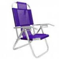Cadeira de Praia Reclinavel 5 Posicoes em Aluminio Ipanema Roxa Botafogo