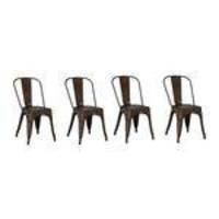 KIT 4 Cadeiras Design Tolix Metal Pelegrin PEL-1518 Cor Bronze