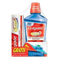 Kit Colgate Total 12 Clean Mint Enxaguante Bucal 500ml+ Creme Dental 90g