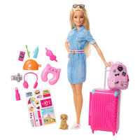 Boneca Barbie - Barbie Viajante com Pet e Adesivos - Mattel