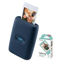 Impressora Instax Mini Link Fujifilm para Smartphone Dark Denin + Filme Sky Blue 10 poses
