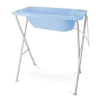 Banheira de Bebê Azul Pastel Rigída Plastica Galzerano + Suporte