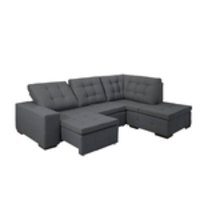 Sofa de Canto retratil e reclinavel com chaise Moscou Cinza B81