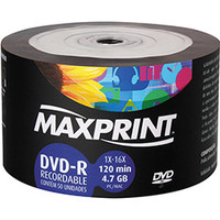 DVD-R Bulk Maxprint 4.7GB e 120min 16x 50 Unidades