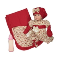 Boneca Bebê Reborn Realista Maitê Vermelho Cegonha Dolls Menina Loira Com 53cm E 22 Itens