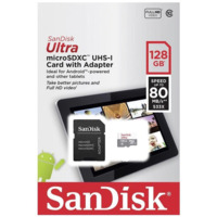 Cartão de Memória SanDisk Ultra microSDXC UHS-I 80Mb/s com Adaptador - 128GB