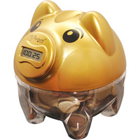 Cofre Contador de Moedas In Brasil Pig Bank Dourado