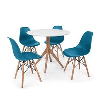 Mesa De Jantar Maitê 80cm Com 4 Cadeiras Charles Eames
