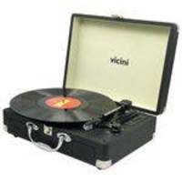 Vitrola Toca Discos Classic Retrô Bluetooth Usb Sd Rádio Fm Grava Reproduz Bivolt Aux Preto Vc-285 Vicini Original