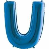 Balão Metalizado Decorativo Festa Letra U Azul 40'' com 01un
