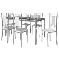 Conjunto de Mesa com 6 Cadeiras Kappesber Cromado e Branco