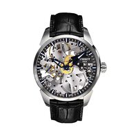 Tissot Relógio masculino T0704051641100 T-Complication Squelette analógico suíço mecânico de aço inoxidável escovado
