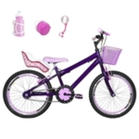 Bicicleta Infantil Aro 20 Roxa Kit E Roda Aero Rosa Bebê Com Cadeirinha