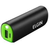 Carregador de Bateria Portátil Elgin CP 2600mAh Preto e Verde + Cabo USB