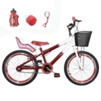 Bicicleta Infantil Aro 20 Vermelha Branca Kit E Roda Aero Vermelha Com Cadeirinha