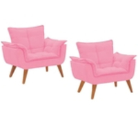 kit 2 Poltrona Cadeira Decorativa Opala Sala Quarto Escritório Suede liso rosê