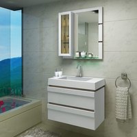 Gabinete para Banheiro com Cuba e Espelheira Grécia Balcony Branco Supremo/Merlot
