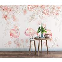 Papel de parede 3D adesivo de parede flamingo rosa folhas papel de parede moderno para sala de estar, quarto, TV, decoração de parede