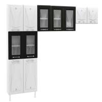 Cozinha Compacta 3 Peças 5 Portas de Vidro sem Balcão Star Telasul Branco/Preto