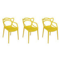 Kit Com 3 Cadeiras Allegra Amarelo