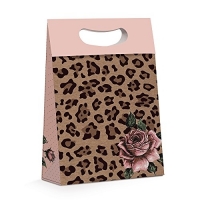Caixa Para Presente Plus Cromus Embalagens na Estampa Leopardo com Aba de Fechamento e Alça 26x11x40 cm com 10 Unidades