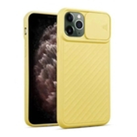Capa em gel com proteção de lente da câmera para Apple iPhone 11 Pro Max - Amarela