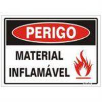 Placa De Poliestireno Auto-adesiva 20x30cm Perigo Material Inflamável - 250 Ap - Sinalize