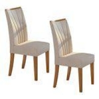 Conjunto 2 Cadeiras Apogeu Móveis Lopas Rovere Naturale/Linho Rinzai Bege
