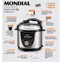 Panela de Pressão Elétrica Mondial PE-34 Pratic Premium Cook 5 Litros 500W Preta e Inox 220V
