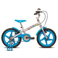 Bicicleta Infantil Aro 16 Prata e Azul Rock Verden Bikes
