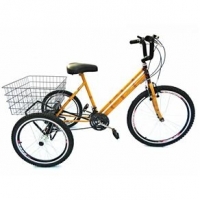 Bicicleta Triciclo Valdo Bike Aro 26 Bambu 21 Marchas Amarela