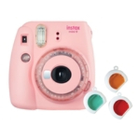 Câmera instantânea Fujifilm Instax Mini 9 Rosa Chiclé c/ 3 filtros coloridos