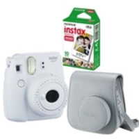 Kit câmera Instantânea Fujifilm Instax mini 9 BRANCO GELO + estojo + filme com 10 fotos