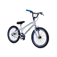 Bicicleta aro 20 Infantil Cross Bmx Freestyle branco com Azul
