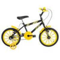Bicicleta Infantil Aro 16 Ultra Bikes Preta E Amarela Com Rodinhas