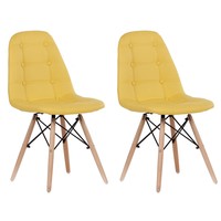 Cadeira Decorativa 2 Peças Inovakasa Eames Botone Amarelo