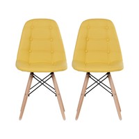 Cadeira Decorativa 2 Peças Inovakasa Eames Botone Amarelo