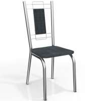 Conjunto 4 Cadeiras Florença Crome 4c005cr 17 Preto Linho Cinza Kappesberg