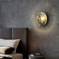 ZLCO Arandelas de parede plugue, cobre moderno redondo - lua, cabeceira, parede, arandela, luz de LED de luxo, para sala de estar, quarto, presente