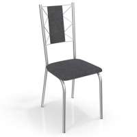 Conjunto 4 Cadeiras Lisboa Crome 4c076cr 17 Preto Linho Cinza Kappesberg