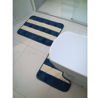 Tapetes para Banheiro Vizapi Prisma Branco e Azul 2 Peças