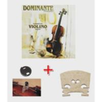 Kit encordoamento para violino dominante 4/4 + cavalete + surdina - jogo de corda