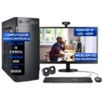 Computador Completo Fácil Intel i3 4GB HD 500GB Volta às Aulas Home Office com Webcam Caixa de som