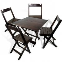 Conjunto Mesa e Cadeiras My Shop Brasil Madeira Dobrável Marrom 70x70cm