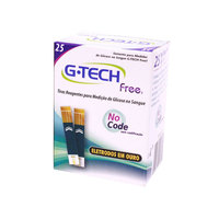Tiras Reagentes G-Tech Free 1 p/ Teste de Glicemia 25 Unidades