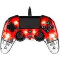 Controle Com Fio Compacto PS4 Nacon Transparente Led Vermelho Playstation 4 - Nacon
