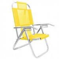 Cadeira de Praia Reclinavel 5 Posicoes em Aluminio Ipanema Amarela Botafogo