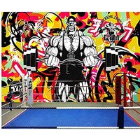 Papel de parede personalizado 3D Retro Fashion Graffiti Fitness Sports Club Photo Mural Papel de parede Decoração de parede 3D - 430 x 300 cm