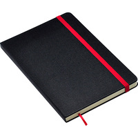 Caderneta Cícero Papelaria Clássica Anotações Preta e Vermelha 14x21cm