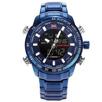 Relógio Masculino Naviforce NF9093 BEBE Pulseira em Aço Inoxidável – Azul e Preto